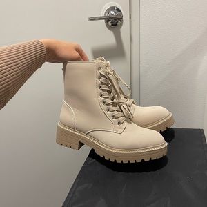 Nude cream booties